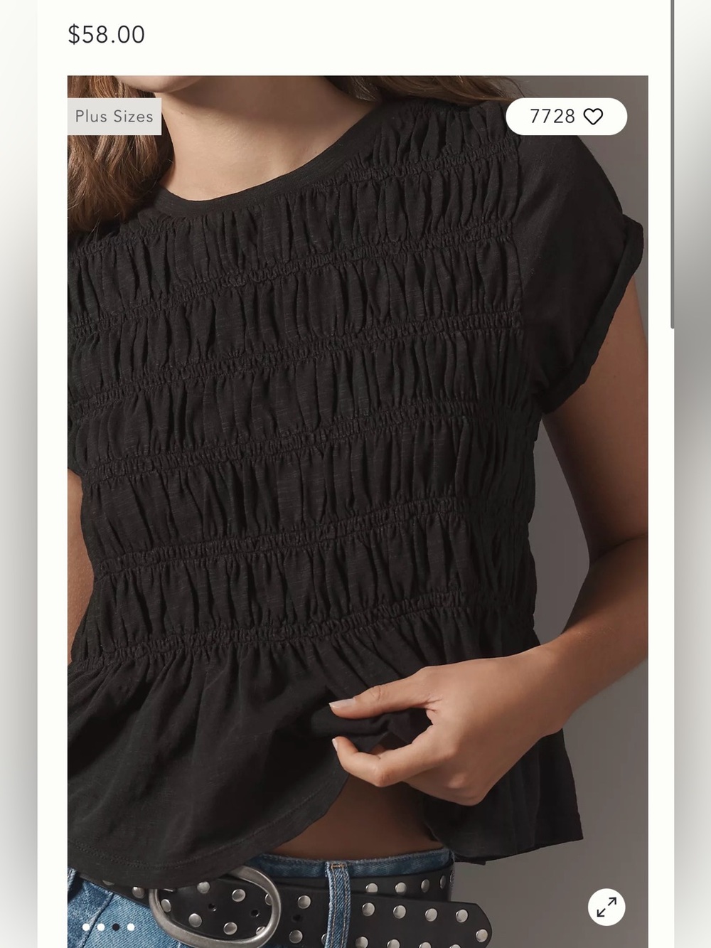 Pilcro Tabby Cotton Smocked Peplum Tee